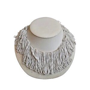 Antique Milk Glass Beaded Loop Necklace (A9464)